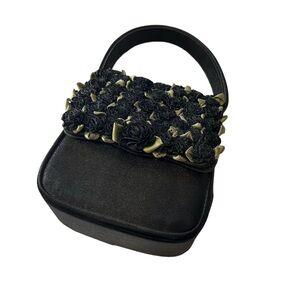 Julie Feldman Black Floral Evening Bag Black Roses